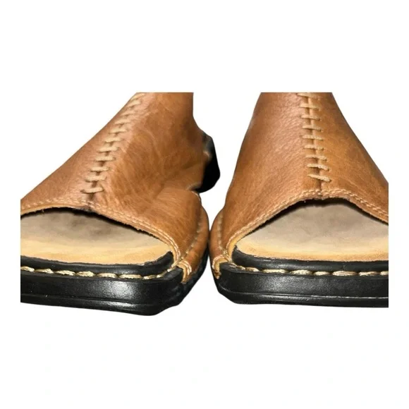 GBX Men’s Brown Leather Slip-On Sandals Size 8M Open Toe Casual Travel - Picture 9 of 10